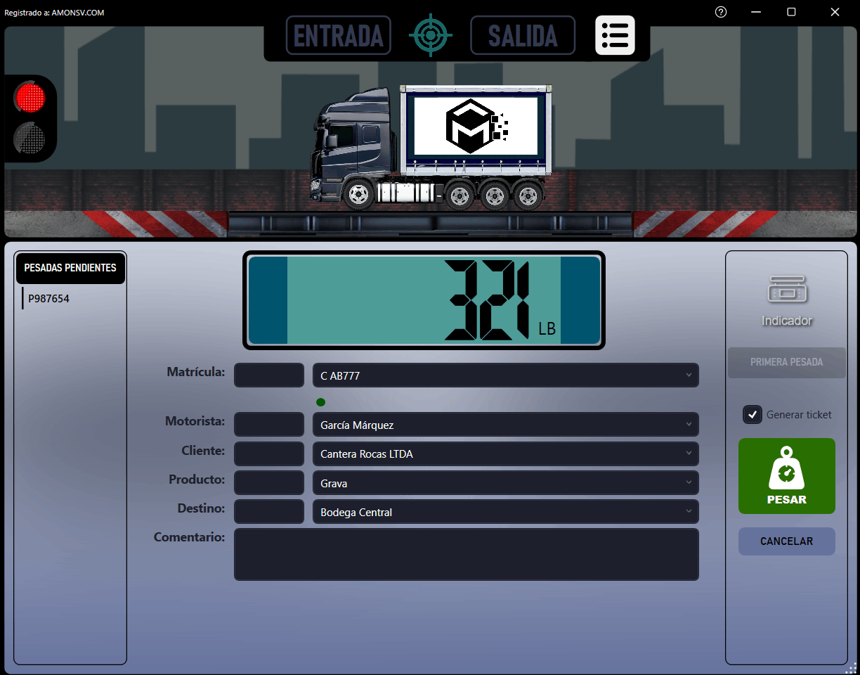 imagen del sotware de bascula para camiones